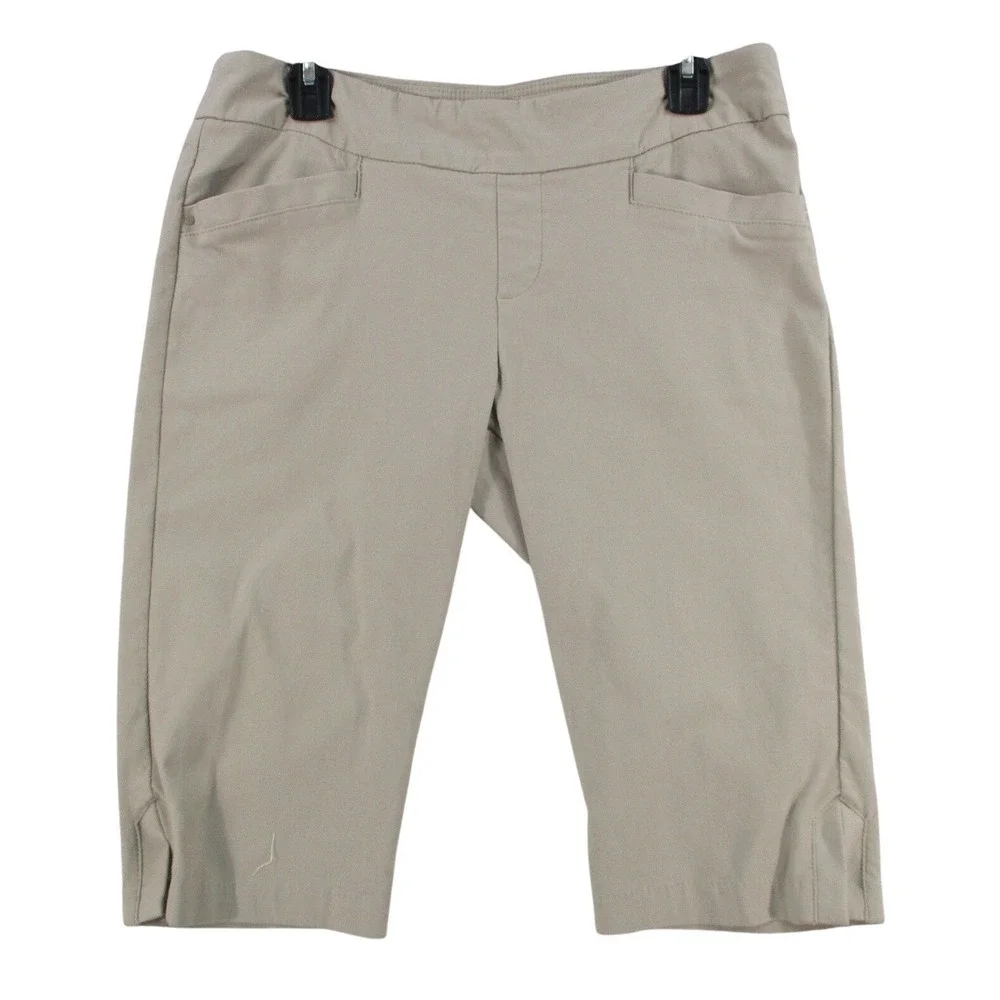 Lee Platinum Label Womens Khaki Tan Pull On Stretch Shorts Size 12p